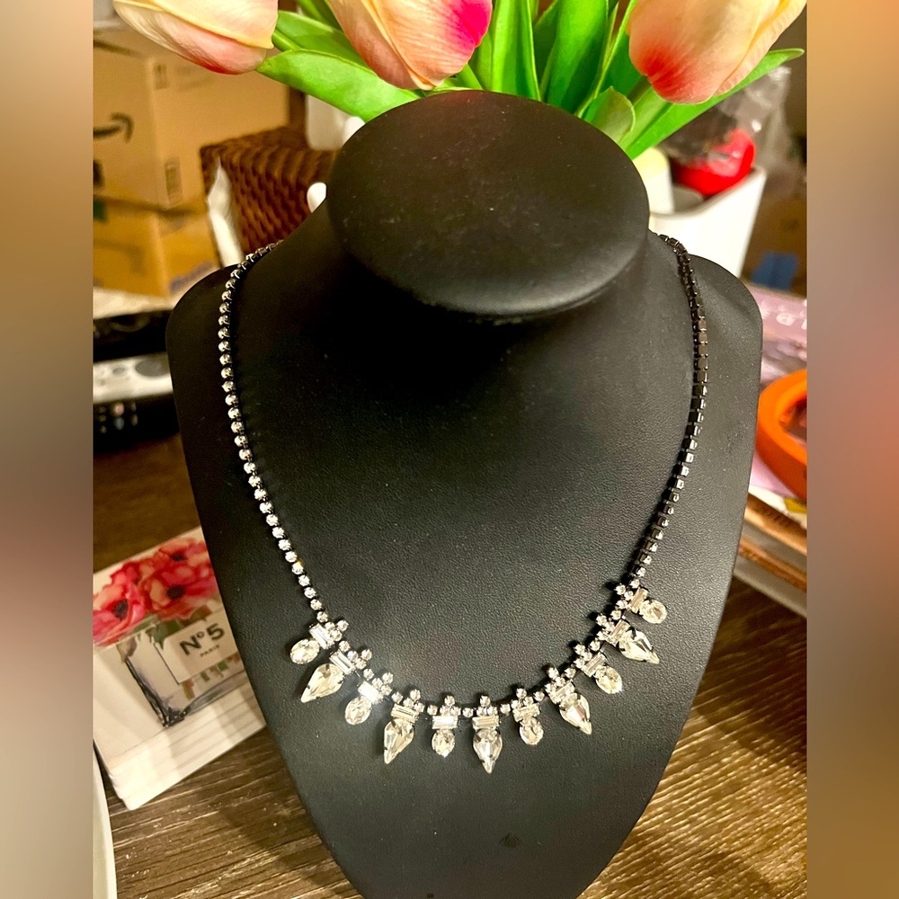 EXPRESS Silver Necklace with Crystal Accents